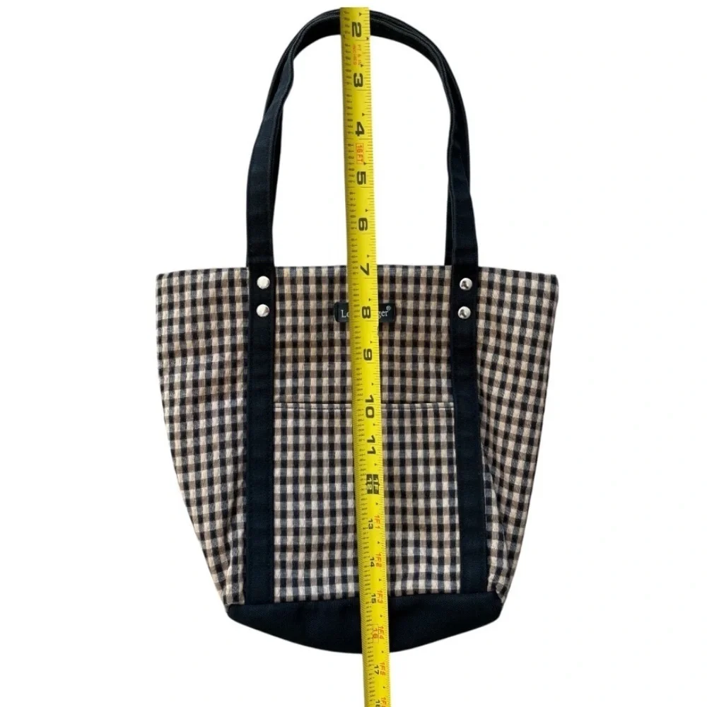 Longaberger Women’s Homestead Black Tan Checkered Tote Bag